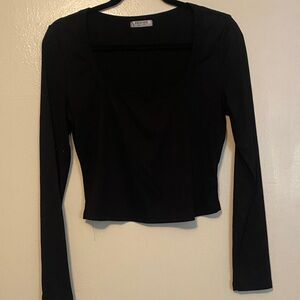 Stylish Black Long Sleeve Crop Top